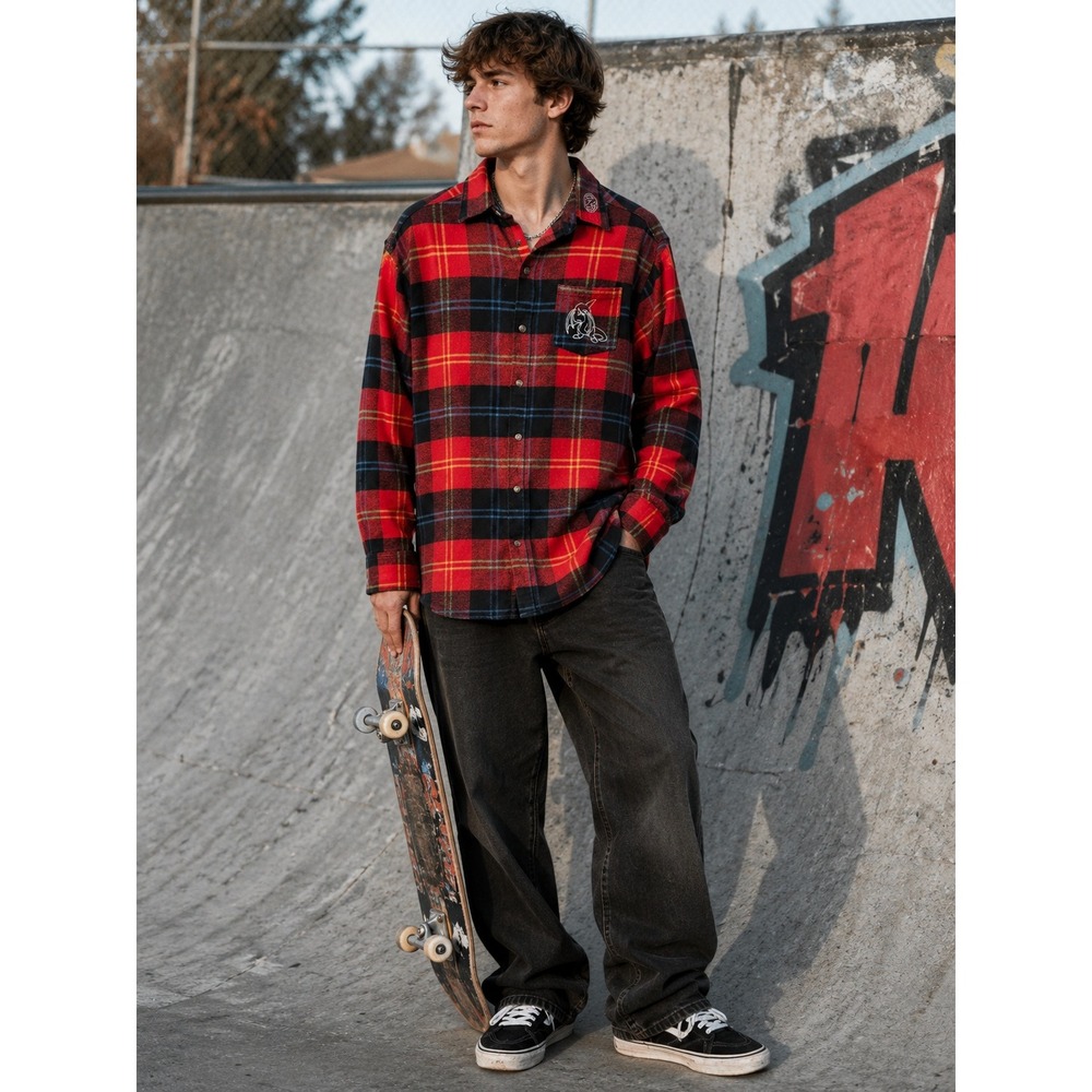 Neopets x Cakeworthy Red‎ Plaid Flannel Shirt Your Neopets Are Dying Mens XL